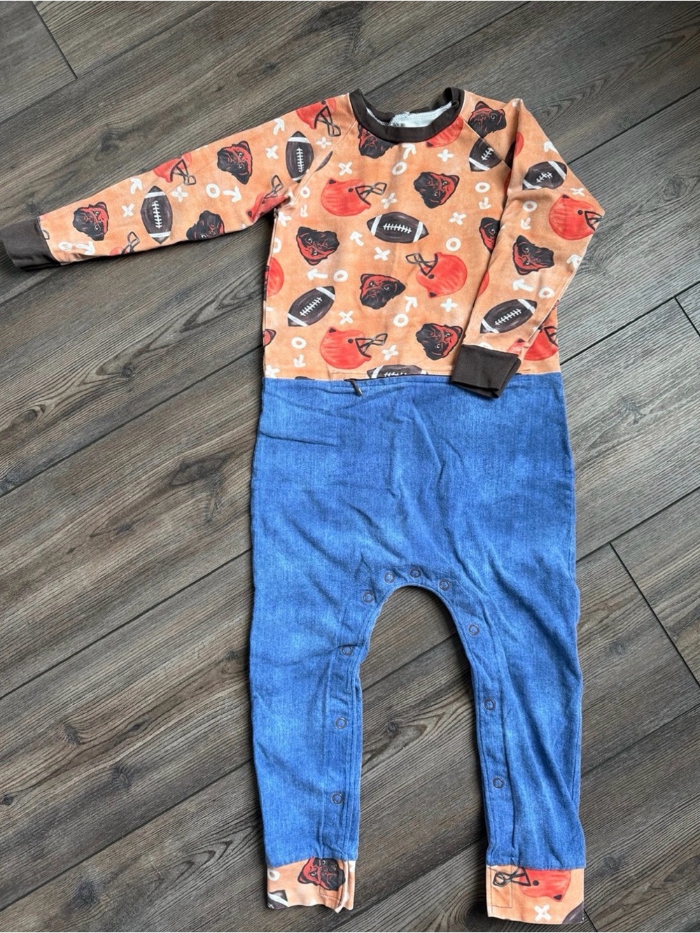 Cleveland browns inspired gtube accessible adaptive romper 4-5T